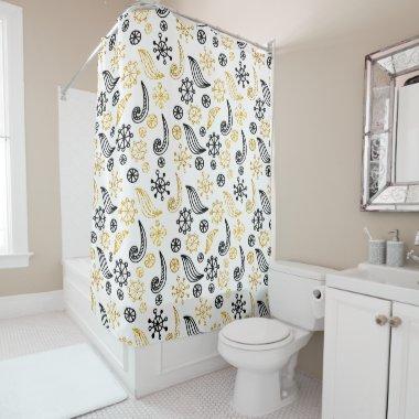 Golden Decorated Christmas Pattern 1 Shower Curtain