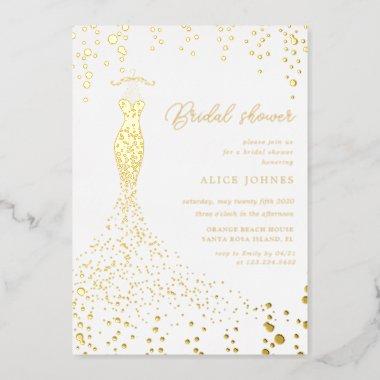 golden dress bridal shower foil Invitations