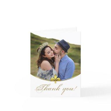 Golden Fleur de Lis Photo Wedding Thank You