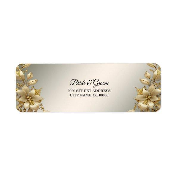 Golden Floral Return Address Label