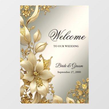 Golden Floral Wedding Wall Decal