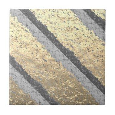 Golden Foil Grey Sparkling Glittering Elegant Cool Ceramic Tile