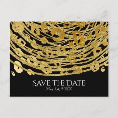 Golden Glam Cheetah Print Exotic Save the Date Announcement PostInvitations