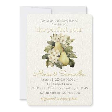 Golden Green Pear Wedding Shower Invitations