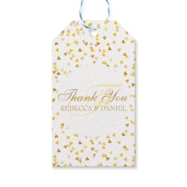 Golden Hearts Confetti Thank You Monogram Gift Tags