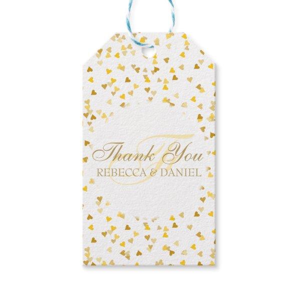 Golden Hearts Confetti Thank You Monogram Gift Tags