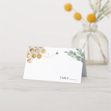 Golden Honeycomb Bees Name Place Invitations