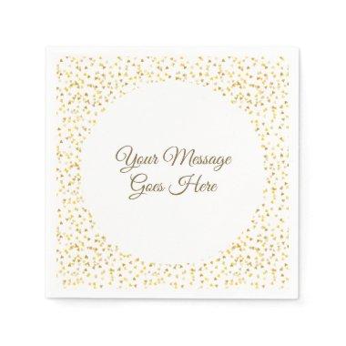 Golden Love Hearts Confetti Elegant Modern Script Napkins