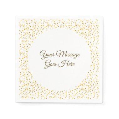 Golden Love Hearts Confetti Elegant Modern Script Napkins