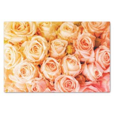 Golden Peach Roses Tissue Paper