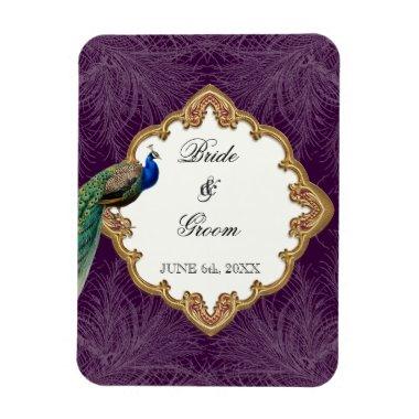 Golden Peacock & Swirls - Wedding Save the Date Magnet