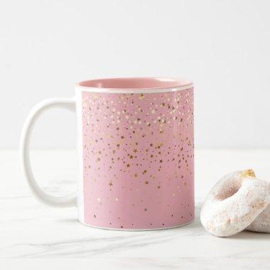 Golden Petite Stars Coffee Mug-Pink Two-Tone Coffee Mug