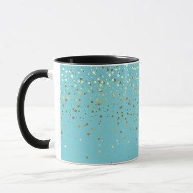 Golden Petite Stars Two-Tone Coffee Mug-Brgt Aqua Mug