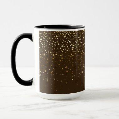 Golden Petite Stars Two-Tone Coffee Mug-Brown Mug