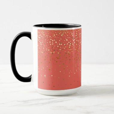 Golden Petite Stars Two-Tone Coffee Mug-Coral Mug