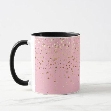 Golden Petite Stars Two-Tone Coffee Mug-Pink Mug