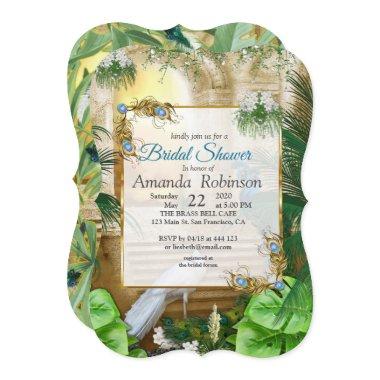 Golden Royal Peacock Temple Dreams Invitations