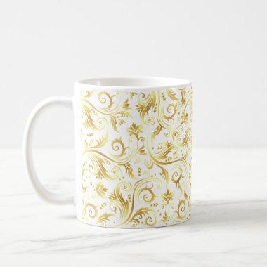 Golden Scroll on White Coffee Mug