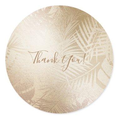 Golden Shine Botanical Tropical Palm Tree Leaves Classic Round Sticker