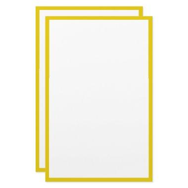 Golden Yellow Gold Border Edges White Custom Color Stationery