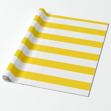 Golden Yellow White Wide Horizontal Striped Wrapping Paper
