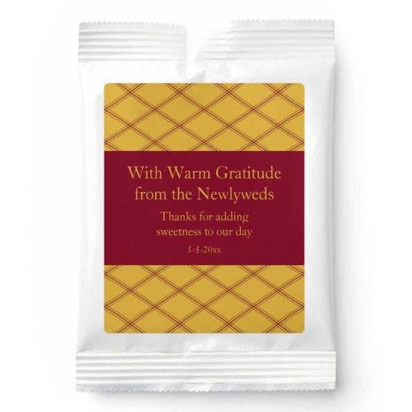 Goldenrod + Burgundy Diamond-Pattern Wedding Favor Hot Chocolate Drink Mix
