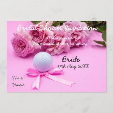 Golf Bridal Shower Invitations golf ball and roses