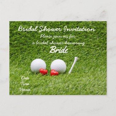 Golf bridal shower Invitations with two golf balls