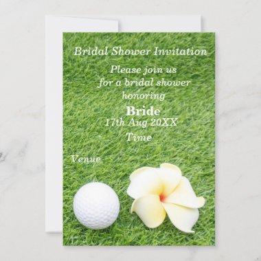 Golf Bridal Shower with ball and flower on green I Invitations