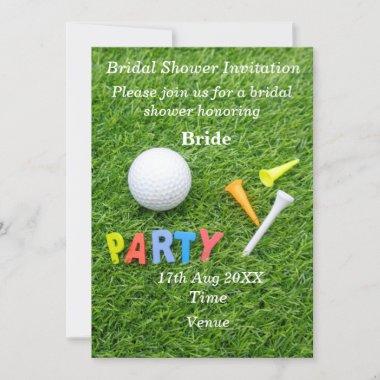 Golf Bridal Shower with ball and tee on green Invitations