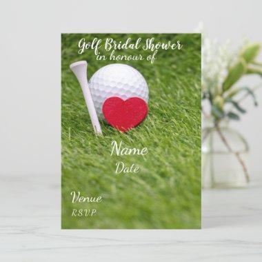 Golf Bridal Shower with golf ball and love hearts Invitations