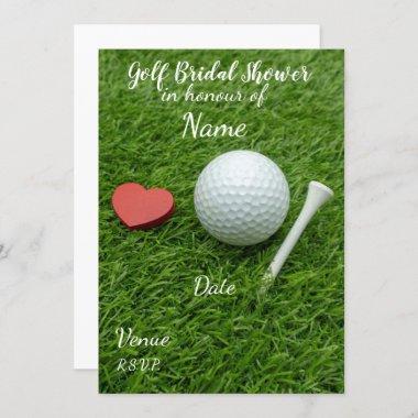 Golf Bridal Shower with golf ball and love hearts Invitations