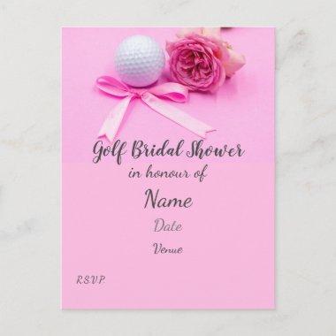 Golf Bridal Shower with golf ball and pink roses PostInvitations