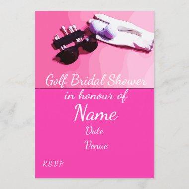 Golf Bridal Shower with golf ball and tee on pink Invitations
