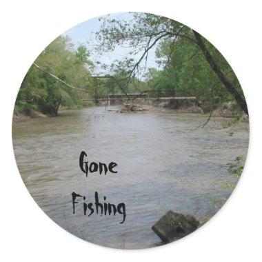 Gone Fishing Classic Round Sticker