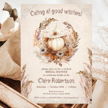 Good Witch Pumpkin Halloween Bridal Shower Party Invitations