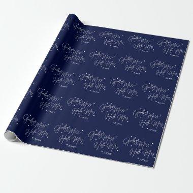 Goodbye Miss Hello Mrs Blue White Bridal Shower Wr Wrapping Paper