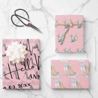 Goodbye Miss Hello Mrs Bridal Shower Pink Wrapping Paper Sheets