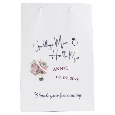 Goodbye Miss Hello Mrs Bridal Shower Thank You Medium Gift Bag