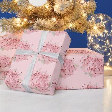 Goodbye Miss Hello Mrs Pink Floral  Wrapping Paper