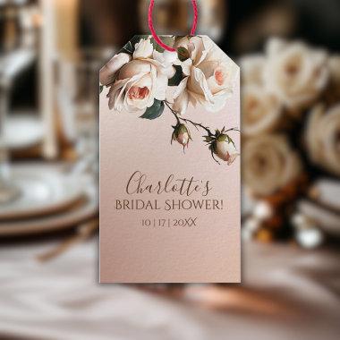 Gorgeous Blush Beige Oil Rose Bridal Shower Gift Tags