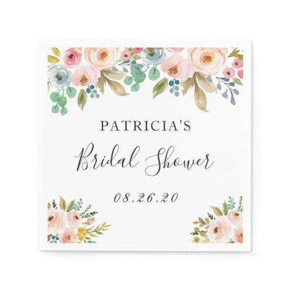 Gorgeous Watercolor Pastel Floral Bridal Shower Napkins