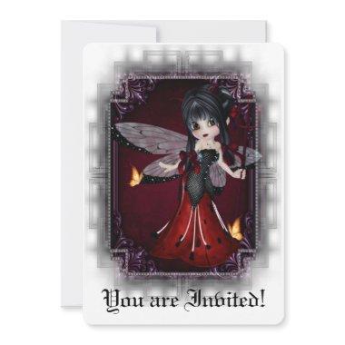 Gothic Bridal Shower Invite Little Devil Ladybug 1