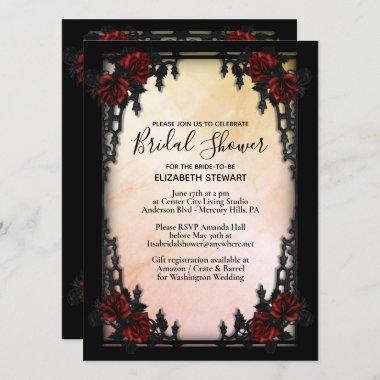 Gothic Bridal Shower Peach w Register Info Invitations