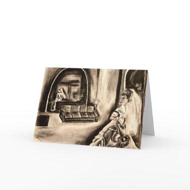 GOTHIC BRIDE Charcoal Drawing BLANK Greeting