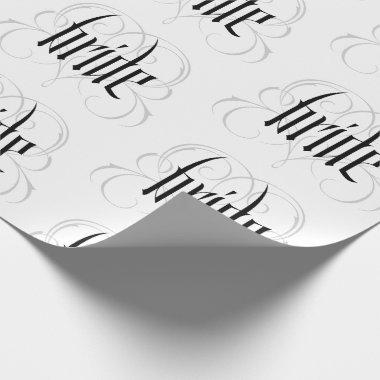 Gothic Bride Hand Lettering Goth Wedding Heart Wrapping Paper