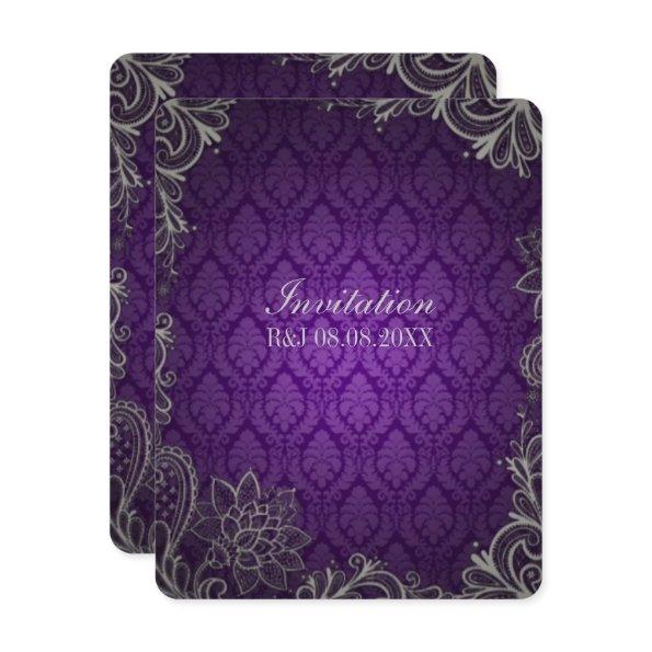Gothic Damask lace royal purple wedding