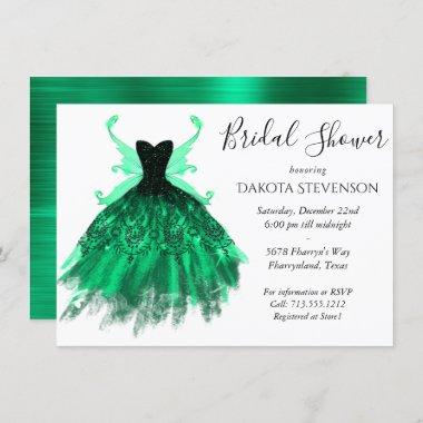 Gothic Fairy Gown | Vivid Emerald Green Fantasy Invitations