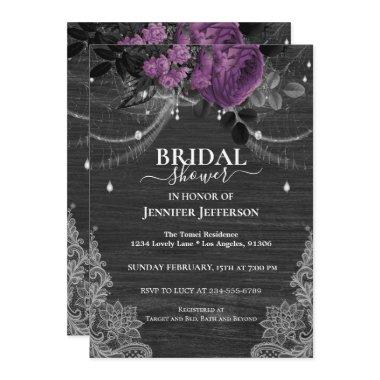 Gothic Floral Rustic Bridal Shower Invitations