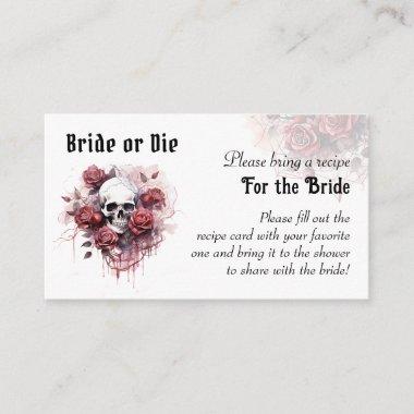 Gothic Floral Skull Bridal Shower Recipe Enclosure Invitations